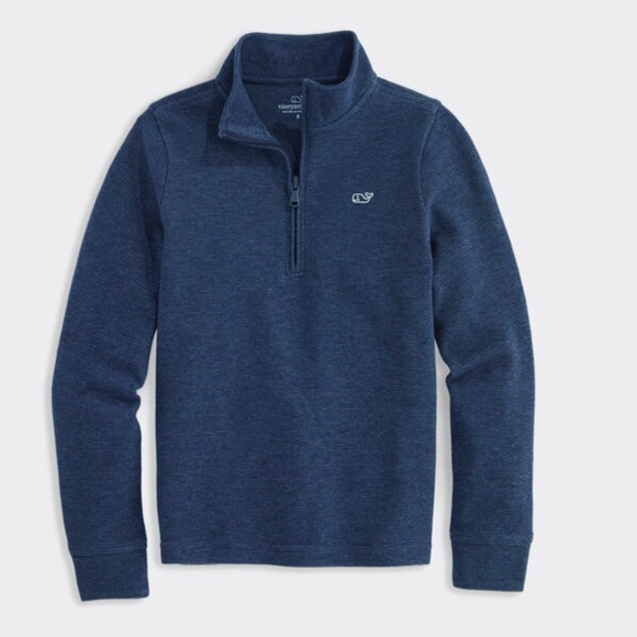 Vineyard Vines Boys' Saltwater Quarter-Zip In Deep Bay Blue Size Medium 12-14 - Picture 1 of 10